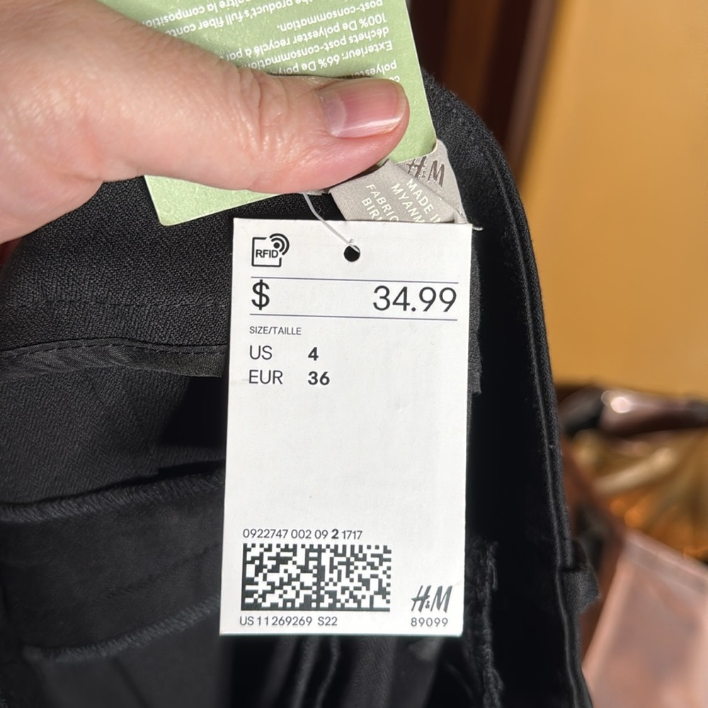NWT H&M Black Ankle Length Trousers Size 4 High Rise Office Pants - Picture 9 of 11